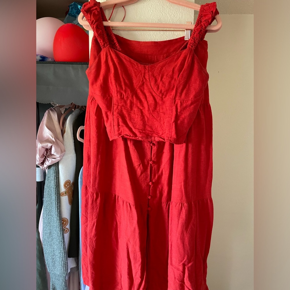 Japna Two Piece Red Cut Dress Size Medium